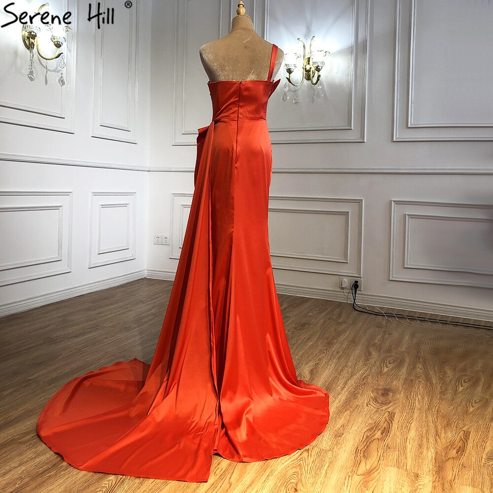 Orange High Split Meerjungfrau Abendkleider Kleider 2025 Eine Schulter Elegante Sexy Für Frauen Party LA70896 