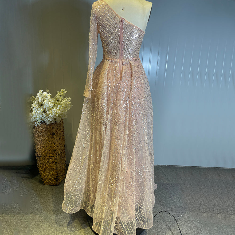 Peach Mermaid Overrok Luxe Avond Jurken 2025 Kralen Elegante Sexy para fiesta de mujer LA71563 