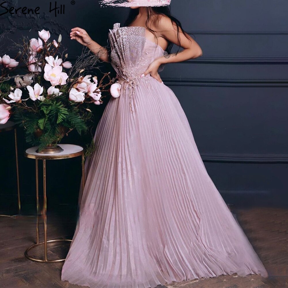 Pink A-Line Beaded Evening Dresses Gowns 2025 Sleeveless Sexy For Women Wedding Party LA71271