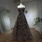 Vestido de noche elegante rosa de corte A con hombros descubiertos y lentejuelas de lujo para mujer estilo Dubái, para fiesta 2025 LA72388 