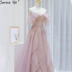 Rosa A-Linie Sexy Abendkleider Kleider 2025 Perlen Schatz Für Frauen Hochzeit Party LA71405 