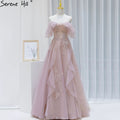 Rosa A-Linie Sexy Abendkleider Kleider 2025 Perlen Schatz Für Frauen Hochzeit Party LA71405 
