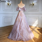 Rosa A-Linie Sexy Abendkleider Kleider 2025 Perlen Schatz Für Frauen Hochzeit Party LA71405 
