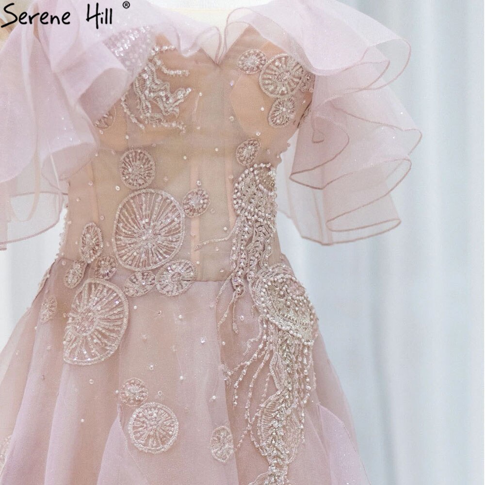 Rosa A-Linie Sexy Abendkleider Kleider 2025 Perlen Schatz Für Frauen Hochzeit Party LA71405 