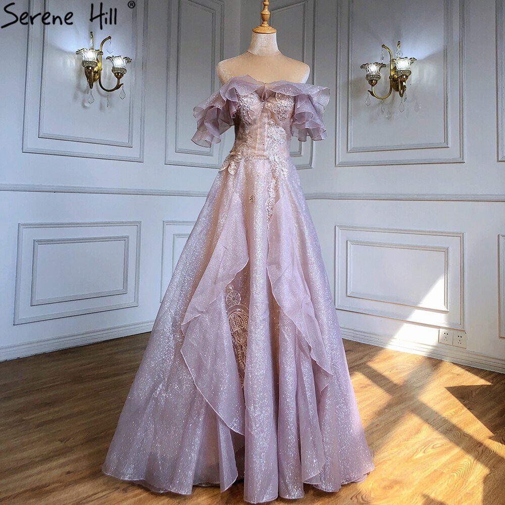 Rosa A-Linie Sexy Abendkleider Kleider 2025 Perlen Schatz Für Frauen Hochzeit Party LA71405 
