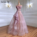 Vestidos de noche sexys de corte A en rosa, elegantes, con cuentas y cordones, para mujer, para fiesta, LA71318 