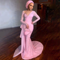 Rosa Arabisch Meerjungfrau Elegant Mit Rock Abendkleider Kleider Luxus Perlen Perlen 2025 Für Frauen Party LA71746 