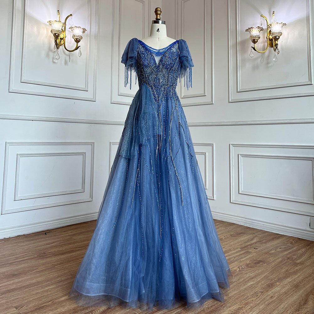 Pink Arabic Tassel A-line Beaded Prom Dresses Elegant Graduation Party Evening Gowns 2025 For Girls LA72066