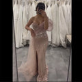 Rosa, perlenbesetztes One-Shoulder-Meerjungfrauen-Abendkleid mit Schlitz und Tülldetail für formelle Anlässe LA72888 2025