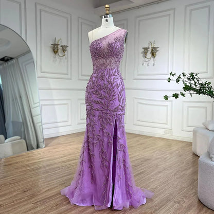 Pink  High Split Mermaid Elegant Evening Dresses Gowns Luxury Beaded 2025 For Women Party LA71582