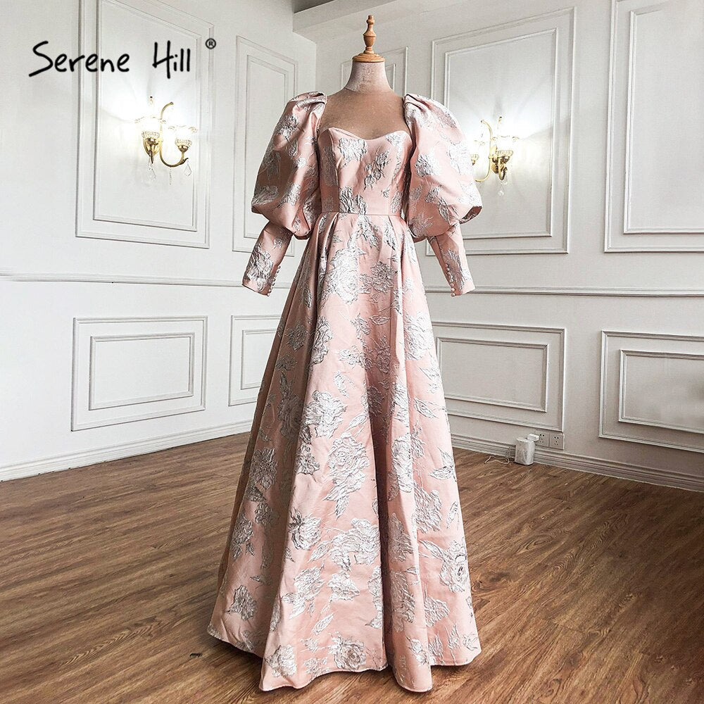Rosa Laterne Ärmeln Abendkleider Kleider 2025 A-Line Sexy Für Frauen Hochzeit Party LA71280 