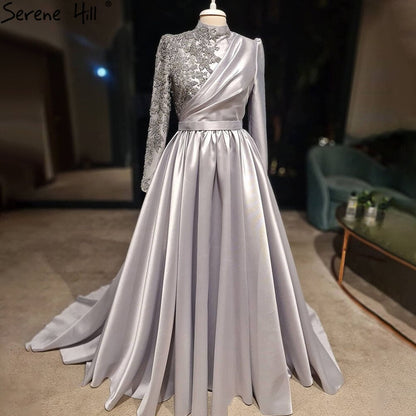 Pink Luxury A-Line Evening Dresses Gowns 2025 One Shoulder Beading Sexy For Women Party LA71033