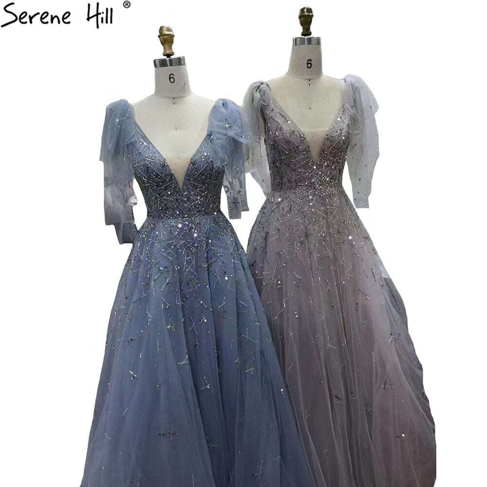 Pink Luxury Beaded Evening Gowns For Women 2025 Sexy A-Line Evening Dresses Long LA71411