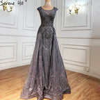Pink Luxury With Overskirt Evening Dresses Gowns 2025 Lace Beaded Crystal Mermaid For Woman Party  LA71080
