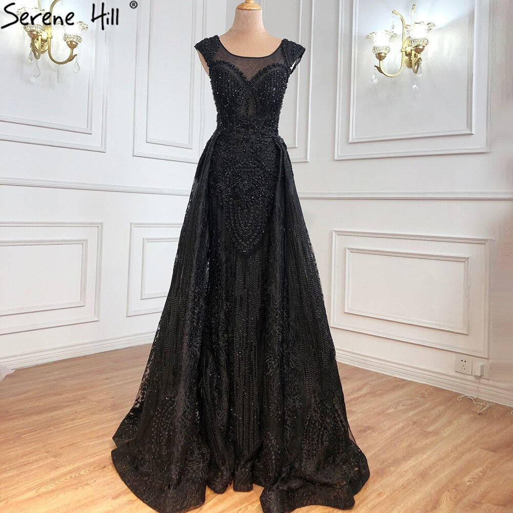 Pink Luxury With Overskirt Evening Dresses Gowns 2025 Lace Beaded Crystal Mermaid For Woman Party  LA71080