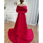 Luxuriöses arabisches rosa-burgunderrotes Meerjungfrau-Abendkleid mit Umhang LA72121