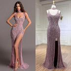 Rosa Meerjungfrau Elegante Ärmellose High Split Luxus Dubai Abendkleider Kleider Für Frauen Hochzeit Party 2025 LA72259 