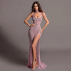 Rosa Meerjungfrau Elegante Ärmellose High Split Luxus Dubai Abendkleider Kleider Für Frauen Hochzeit Party 2025 LA72259 