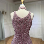Rosa Meerjungfrau Elegante Ärmellose High Split Luxus Dubai Abendkleider Kleider Für Frauen Hochzeit Party 2025 LA72259 
