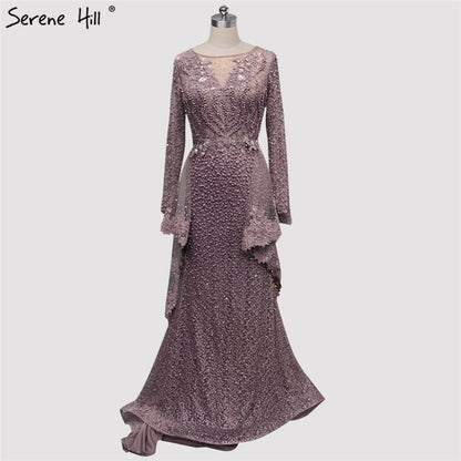 Pink Mermaid Elegant Sleeveless Sexy Evening Dresses Pearls Fashion Off Shoulder Gowns Luxury Beaded 2025 LA6527