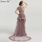 Pink Mermaid Elegant Sleeveless Sexy Evening Dresses Pearls Fashion Off Shoulder Gowns Luxury Beaded 2025 LA6527