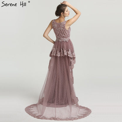 Pink Mermaid Elegant Sleeveless Sexy Evening Dresses Pearls Fashion Off Shoulder Gowns Luxury Beaded 2025 LA6527