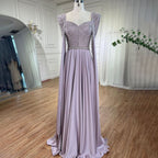 Pink Muslim Elegant Mermaid Cape Sleeves Evening Dresses Tassel Beaded Gowns 2025 For Women Wedding Party LA72159