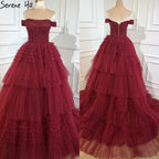 Pink Off Shoulder Wedding Dresses 2025 Tiered Sexy Simple High Quality Bridal Gowns HM67120 Custom Made