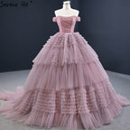 Pink Off Shoulder Wedding Dresses 2025 Tiered Sexy Simple High Quality Bridal Gowns HM67120 Custom Made