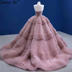 Pink Ruffles Sexy Wedding Dresses 2025 Sleeveless Simple High-end Bridal Dress HM67372 Custom Made