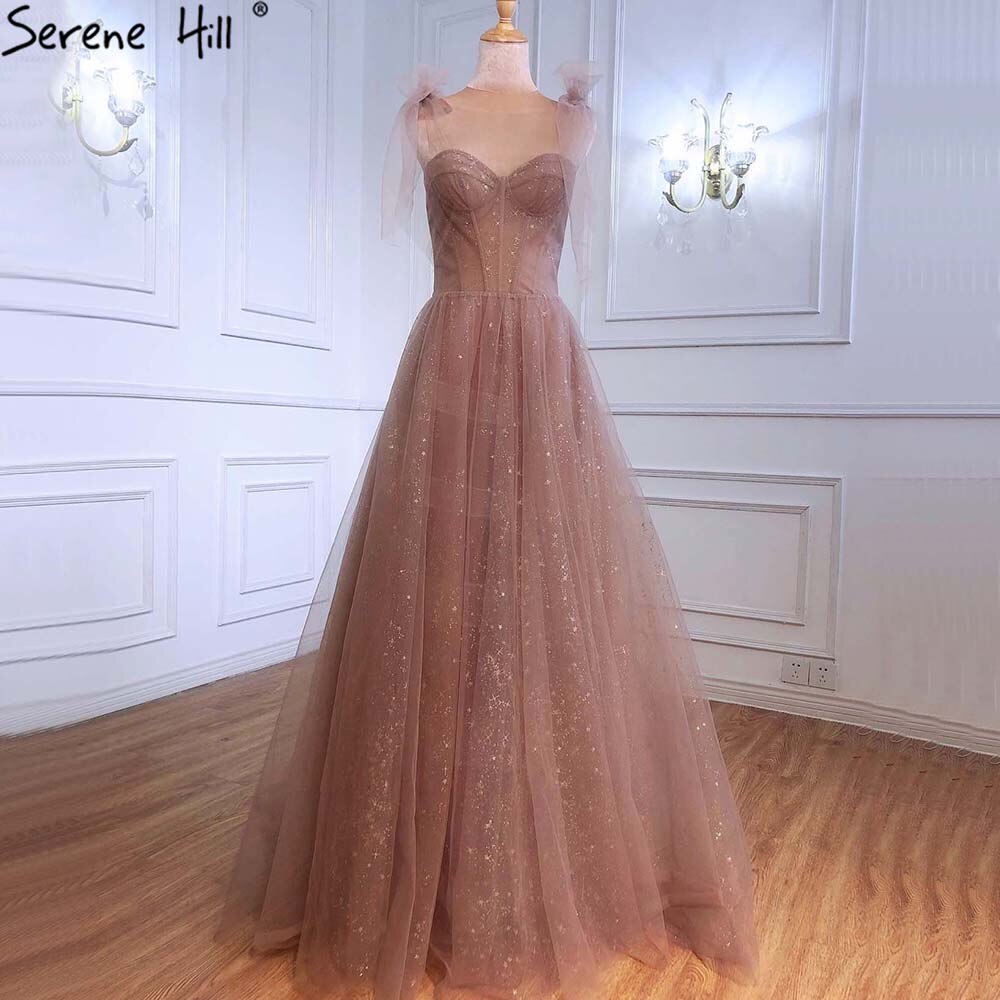 Vestidos de noche sexys rosas 2025, corte A, sin mangas, de tul para mujer, fiesta LA70920 