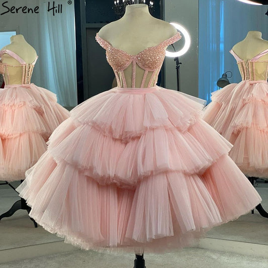 Vestidos de noche rosas, sencillos y sexys, con cuentas, hasta los tobillos, para mujer, fiesta, LA71209 