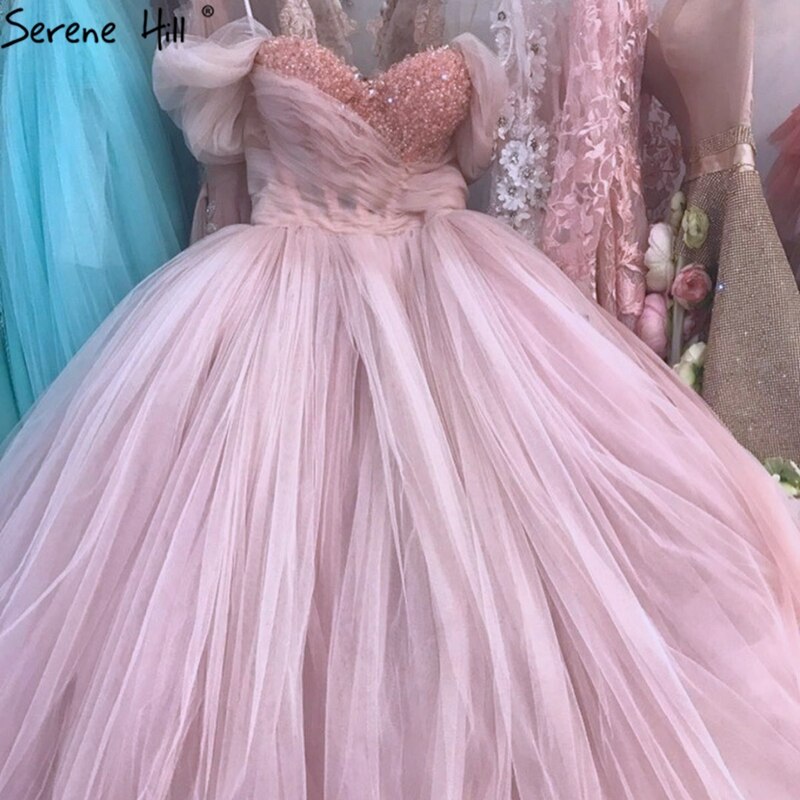 Rosa ärmelloses, schlichtes Abendkleid mit Herzausschnitt und Perlenbesatz, knöchellang, formelles Kleid, Design 2025 LA70702 