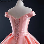 Rosa Liebsten Satin Brautkleider 2025 Handgemachte Blumen Lace Up Sexy Brautkleid HM66752 