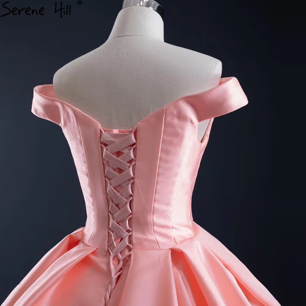 Rosa Liebsten Satin Brautkleider 2025 Handgemachte Blumen Lace Up Sexy Brautkleid HM66752 