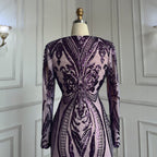 Vestidos de fiesta largos morados 2025, de lujo, con lentejuelas, estilo sirena, sexys, para chicas negras, vestidos de fiesta de gala 2025 LA72071 