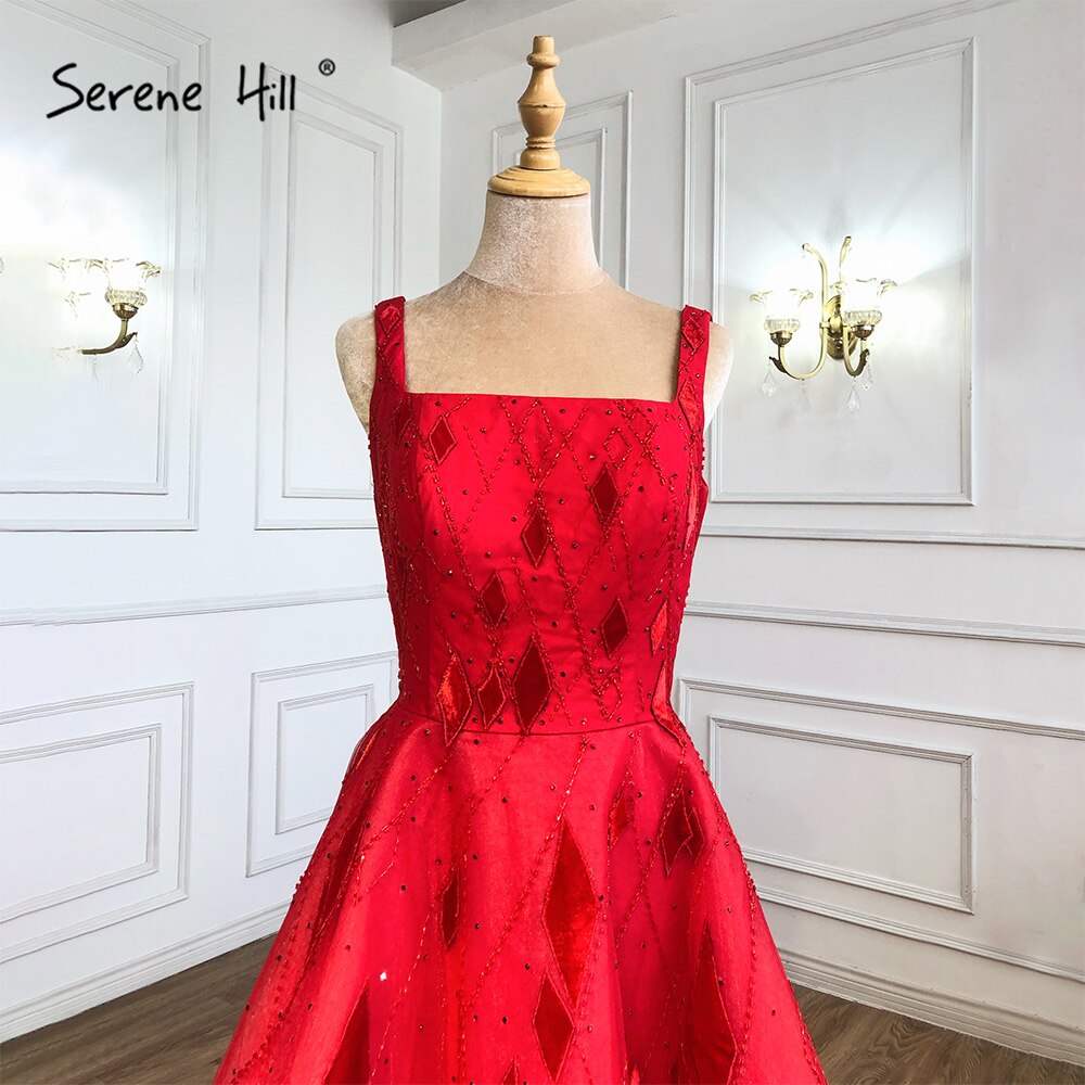 Rote knöchellange Abendkleider Kleider 2025 Perlen A-Linie Sexy für Frauen Hochzeit Party LA70913 