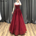 Red Beading Evening Gowns 2025 Sleeveless A-Line Luxury Floor-Length Formal Dress Design LA70600