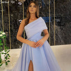 Vestido de noche rojo con abertura alta, sexy, corte A, un hombro, sencillo, formal, LA71114 