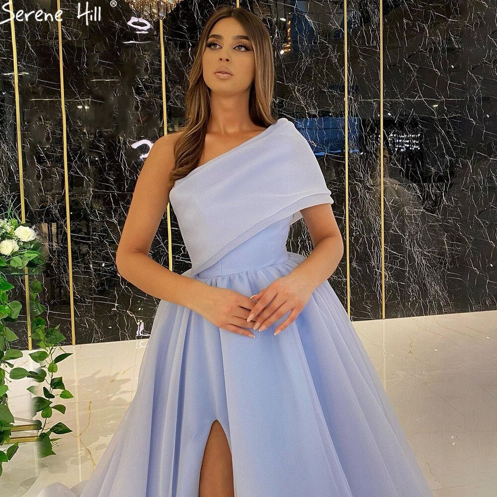 Red High Split Sexy Evening Gowns 2025 A-Line One shoulder Simple Formal Dress Design LA71114