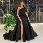 Vestido de noche rojo con abertura alta, sexy, corte A, un hombro, sencillo, formal, LA71114 