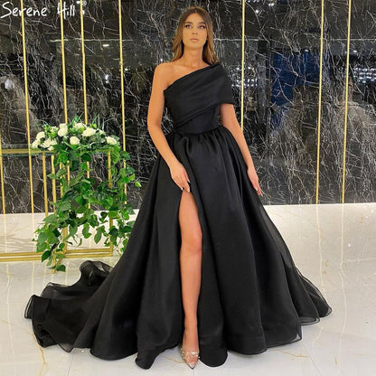 Red High Split Sexy Evening Gowns 2025 A-Line One shoulder Simple Formal Dress Design LA71114