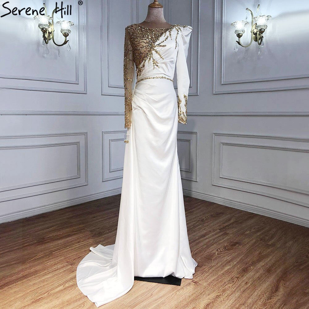 Red Mermaid Split Abendkleider Kleider 2025 Satin Perlen Elegante Sexy Für Frauen Party LA70992 