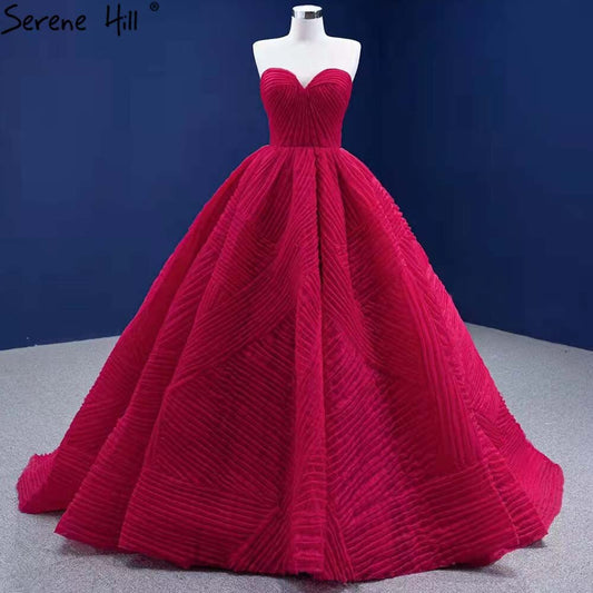 Vestidos de novia de alta gama con pliegues rojos 2025, escote corazón, sexy, con cordones, HM67355, hechos a medida 