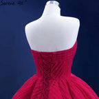 Red Pleat High-end Wedding Dresses 2025 Sweetheart Sexy Lace Up Bride Gowns HM67355 Custom Made