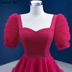 Red Puff Sleeves Brautkleider 2025 Rüschen Sexy Lace Up Braut Kleider HM67361 Nach Maß 