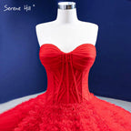 Rot Rüschen High-end Brautkleider 2025 Lace Up Einfache Sexy Braut Kleider HM67301 Nach Maß 