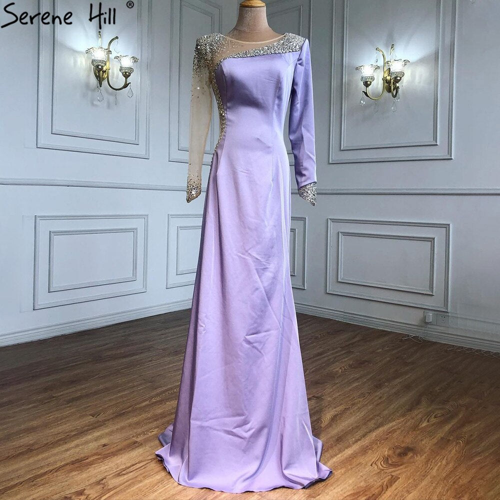 Red Satin Mermaid Evening Dresses Gowns 2025 Elegant Beaded Sexy For Women Wedding Party LA71152