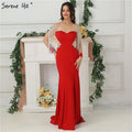 Red Tassel Beaded Evening Dresses Gowns 2025 Satin Mermaid Elegant For Women Party LA6618