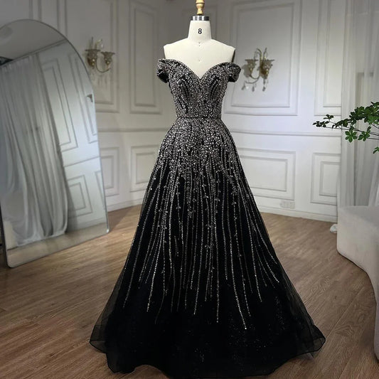 Rose Gold Beaded Evening Dresses Gowns 2025 A-Line Luxury Sleeveless For Women Party LA71459